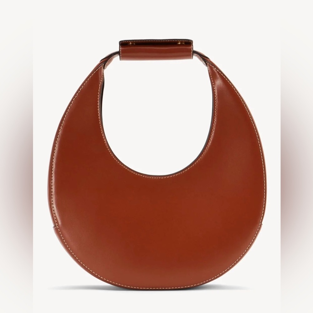 STAUD Tan Leather Moon Bag Purse Tote